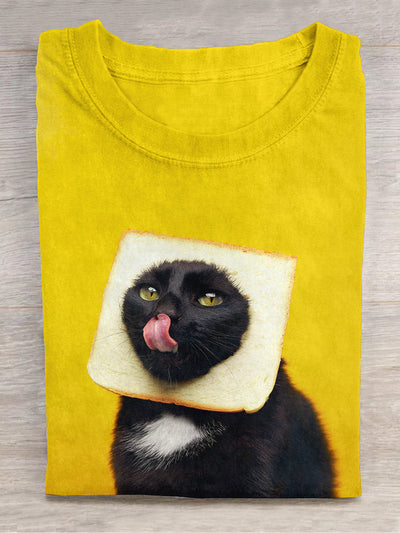 Bread Cat Art Print Unisex Crew Neck T-Shirt