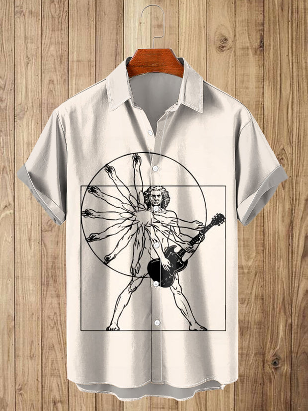 Men's Art Illustration Print Casual Short Sleeve Shirt