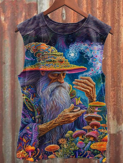 Unisex Fantasy Mushroom World Art Illustration Printed Casual Tank Top