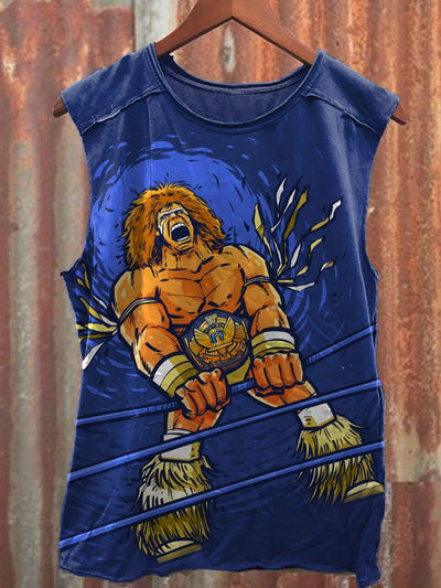 Unisex Wrestling Match Art Illustration Printed Casual Tank Top