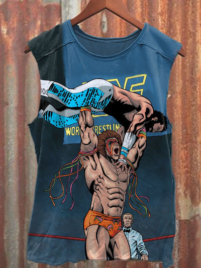 Unisex Wrestler Illustration Print Casual Tank Top