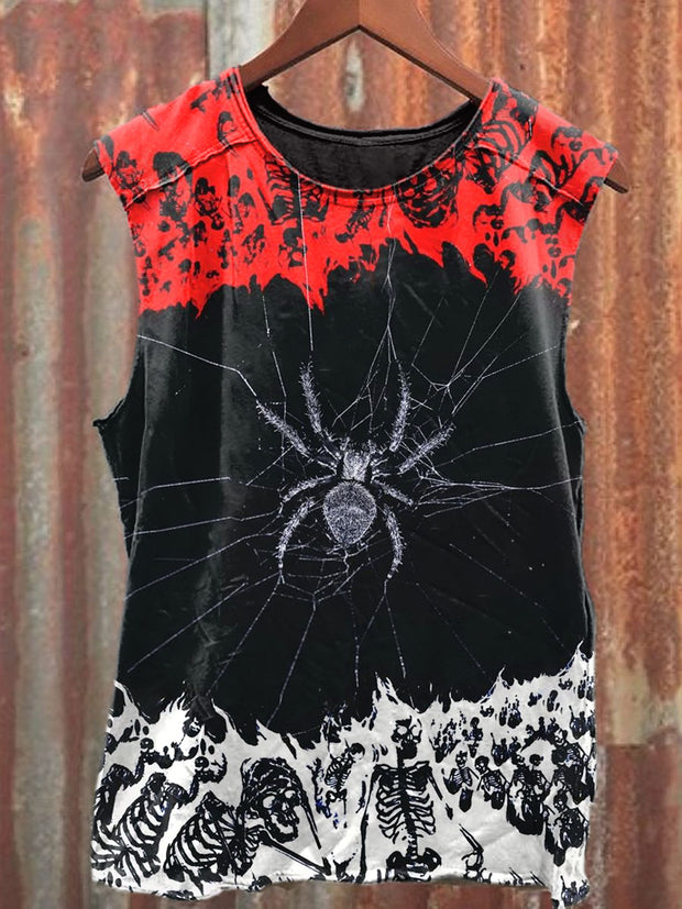 Unisex Spider Art Illustration Print Casual Tank Top