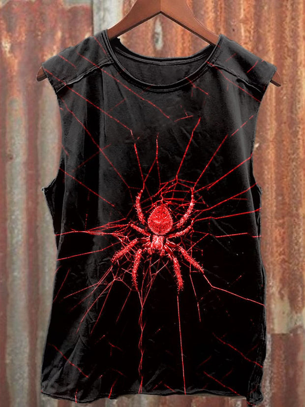 Unisex Spider Art Illustration Print Casual Tank Top