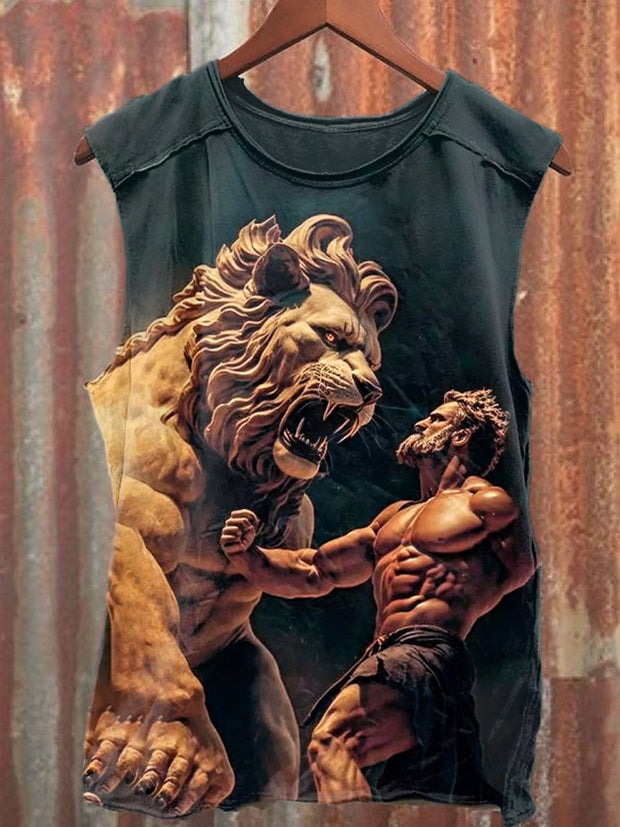 Unisex Colosseum Lion Performance Illustration Print Casual Tank Top