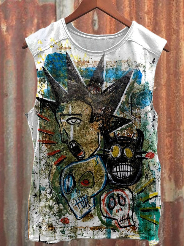 Unisex Graffiti Art Illustration Printed Casual Tank Top