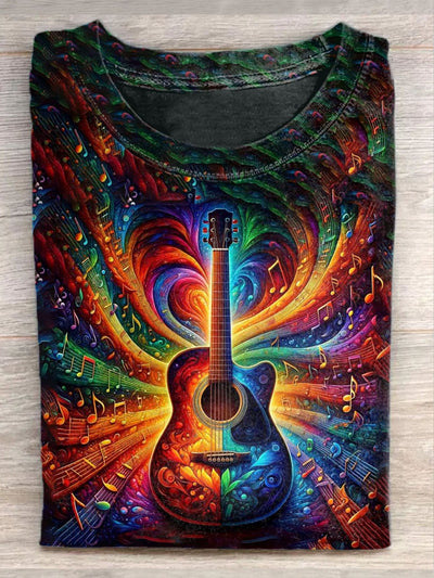 Unisex Fantasy Guitar Art Illustration Printed Casua T-Shirt