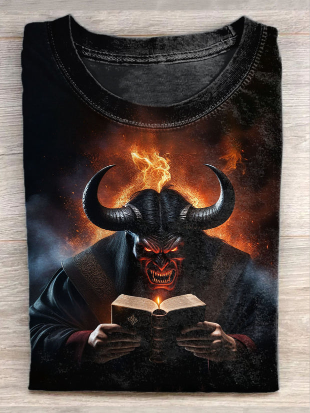 Unisex Demon King's Book Art Illustration Printed Casual T-Shirt