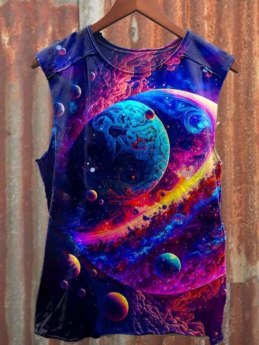 Unisex Magical World Art Illustration Printed Casual Tank Top