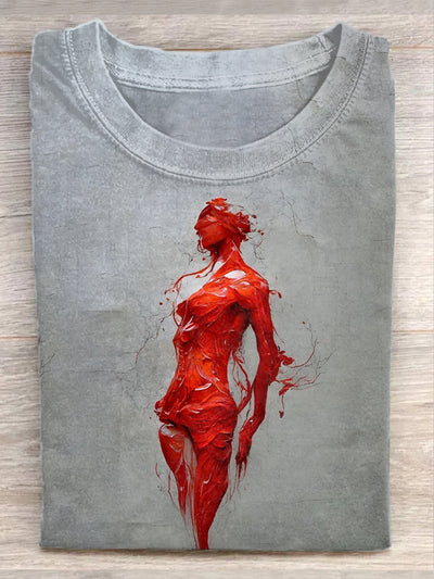 Unisex Art Painting Print Casual Round Neck T-Shirt