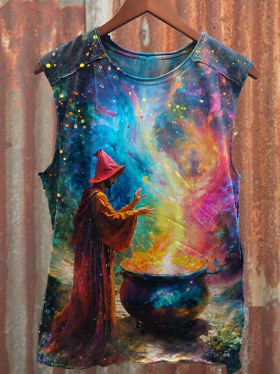 Unisex Fantasy Magic Art Illustration Printed Casual Tank Top