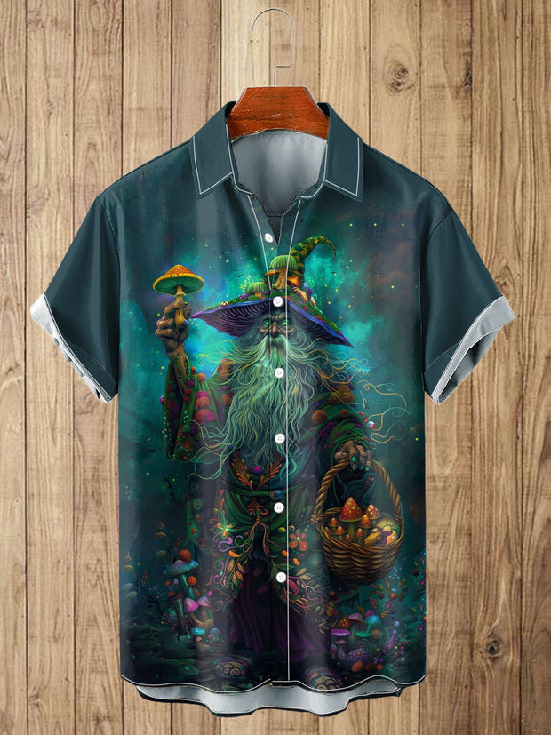 Men's Fantasy Mushroom World Art Illustration Printed Casual Shirt