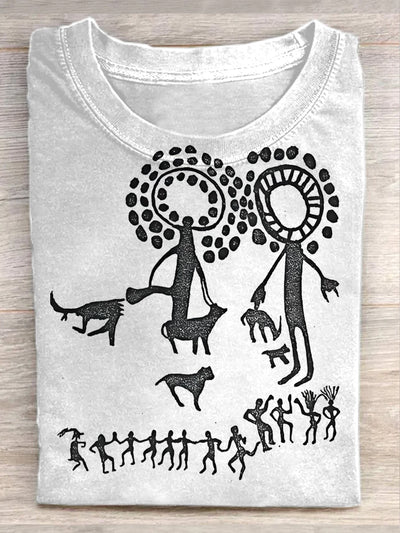 Unisex Special Totem Symbol Art Illustration Casual Round T-Shirt