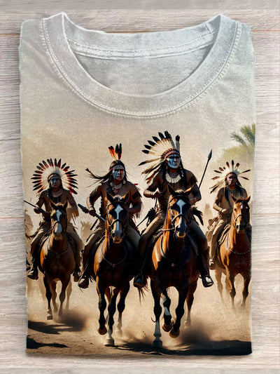 Unisex Aboriginal Tribal War Horse Art Illustration Print Casual T-Shirt