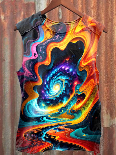 Unisex Universe Wonders Art Illustration Printed Casual Tank Top