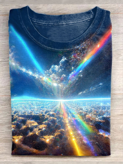 Unisex Fantasy Sky Art Illustration Print Casual Round Neck T-Shirt