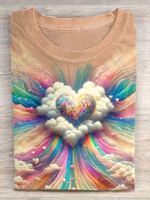 Unisex Fantasy Love Sky Art Illustration Printed Casual T-Shirt