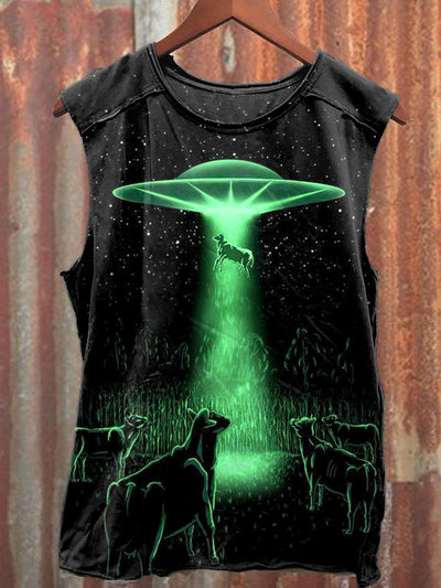 Unisex Outer Space Planet Art Illustration Printed Casual Tank Top