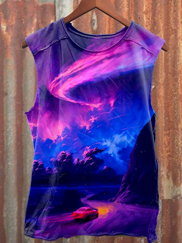 Unisex Fantasy Outer Space Art Illustration Printed Casual Tank Top