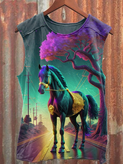 Unisex Fantasy War Horse Art Illustration Print Casual Tank Top