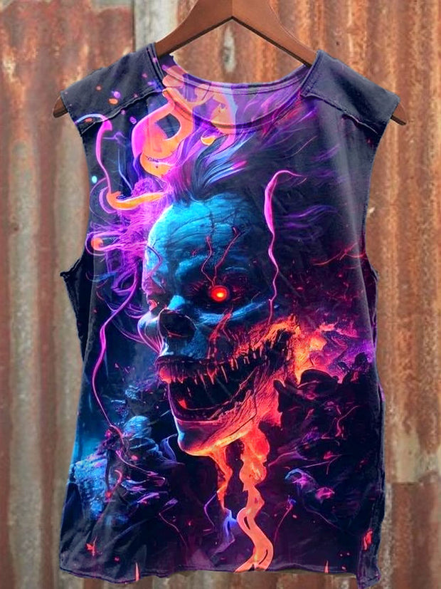 Unisex Fantasy Demon Clown Art Illustration Print Casual Tank Top