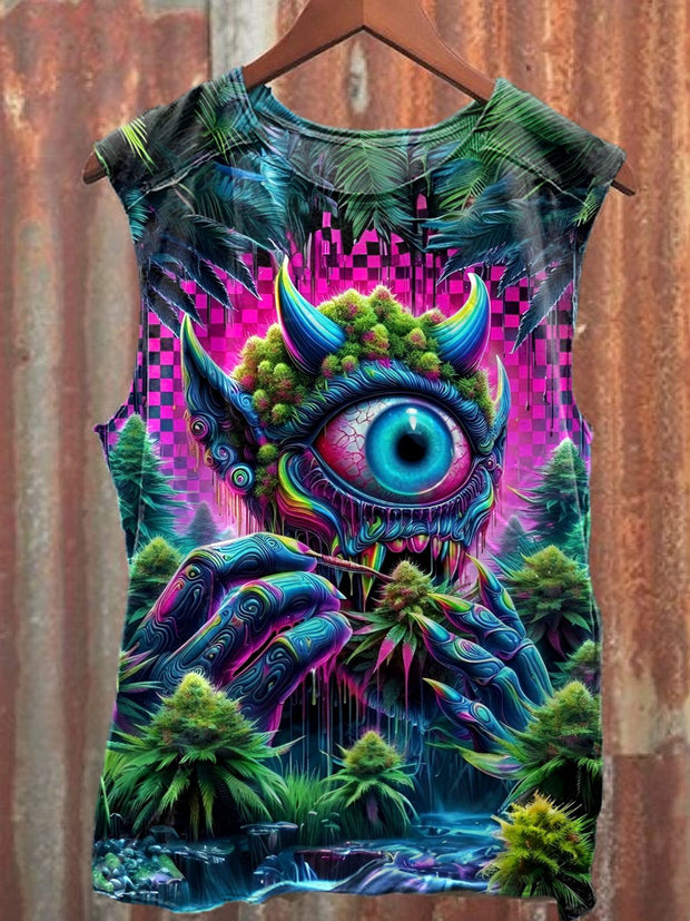 Unisex Fantasy Punk Demon Art Illustration Printed Casual Tank Top