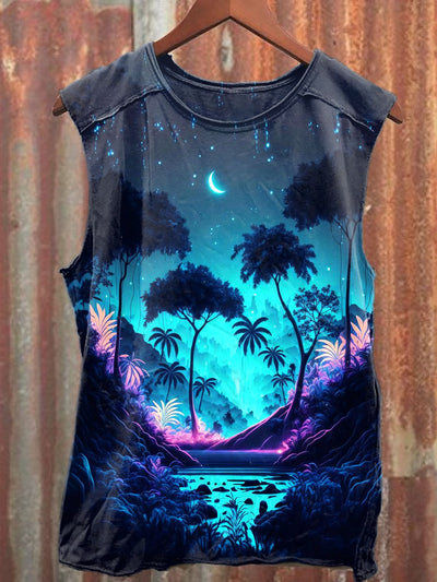 Unisex Fantasy Night Sky Art Illustration Printed Casual Tank Top