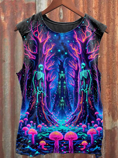 Unisex Fantasy Punk Skull Art Illustration Printed Casual Tank Top