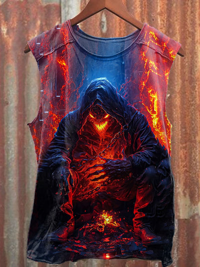 Unisex Fire Monster Art Illustration Print Casual Tank Top