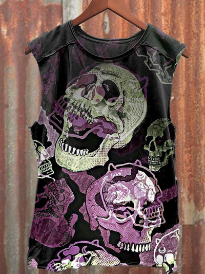 Unisex Skull Art Illustration Print Casual Tank Top