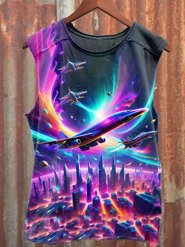 Unisex Fantasy Aircraft Art Illustration Print Casual Tank Top