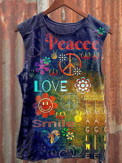 Unisex Hippie Peace Art Graffiti Pattern Casual Tank Top