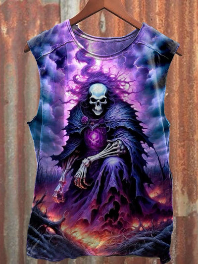 Unisex Fantasy Skull Art Illustration Print Casual Tank Top