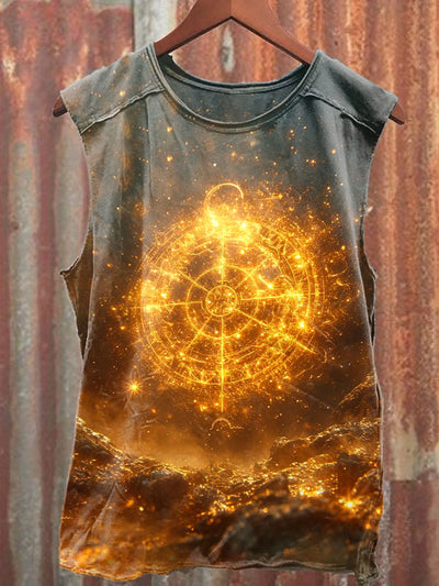 Unisex Fantasy Galaxy Rune Art Illustration Printed Casual Tank Top