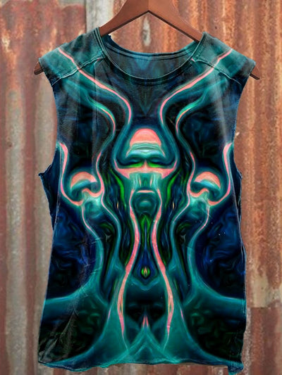 Unisex Abstract Alien Art Painting Pattern Casual Cotton Tank Top