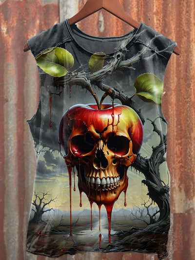 Unisex Poison Apple Art Illustration Printed Casual Cotton Tank Top