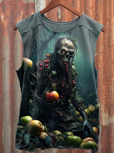 Unisex Poison Apple Art Illustration Printed Casual Cotton Tank Top