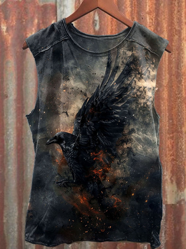 Unisex Fierce Owl Art Illustration Print Casual Tank Top