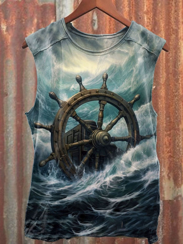 Unisex Steering Wheel Art Illustration Printed Casual Tank Top