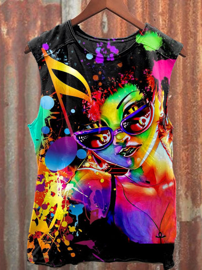 Unisex Punk Art Illustration Printed Casual Cotton Tank Top