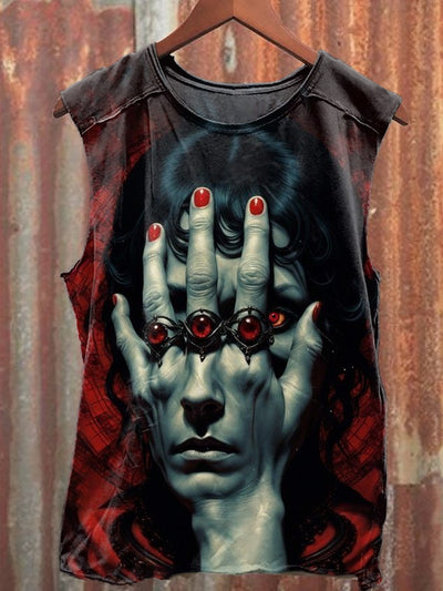 Unisex Female Devil Art Illustration Printed Casual Cotton Tank Top