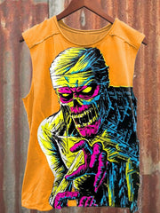 Unisex Halloween Mummy Zombie Art Illustration Printed Casual Cotton Tank Top