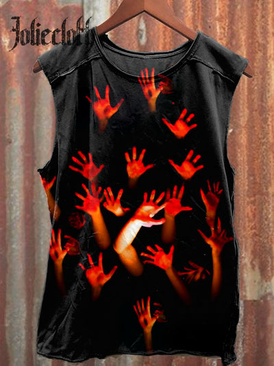 Unisex Horror Halloween Blood Art Illustration Printed Casual Cotton Tank Top