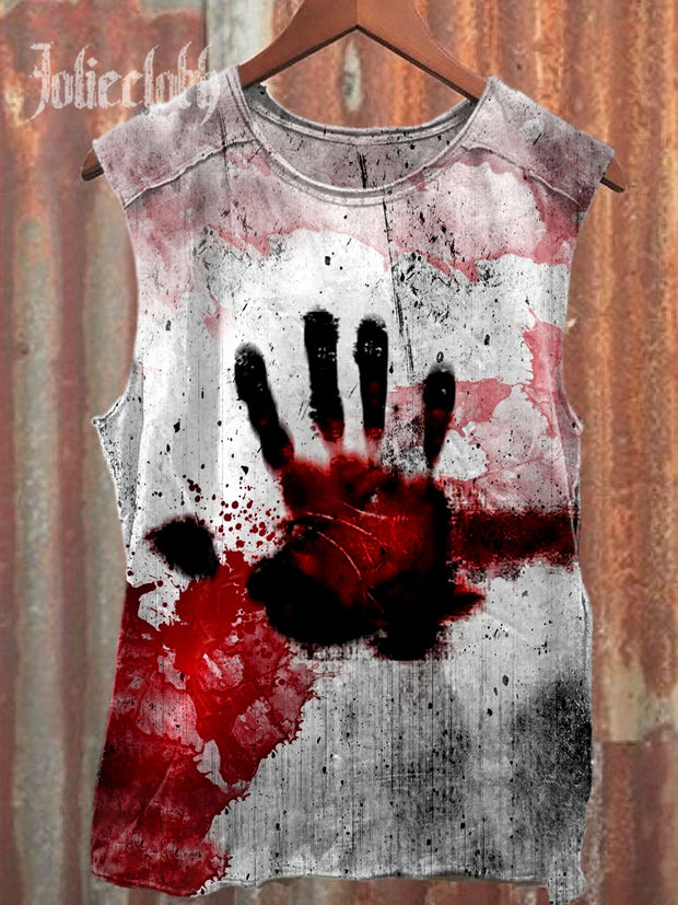 Unisex Horror Halloween Bloodstained Art Illustration Printed Casual Cotton Tank Top