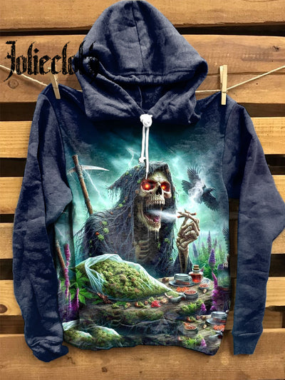 Unisex Fantasy Skull Laboratory Art Illustration Print Casual Hooded Sweatshirt