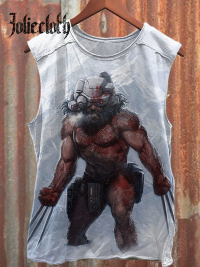 Unisex Wolverine Art Illustration Printed Casual Cotton Tank Top