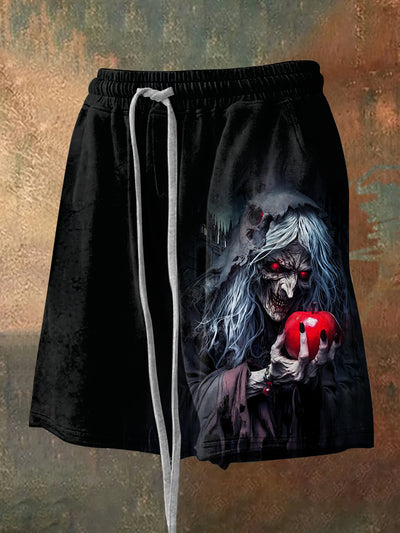 Men's Witch Poison Apple Illustration Printed Casual Sports Shorts