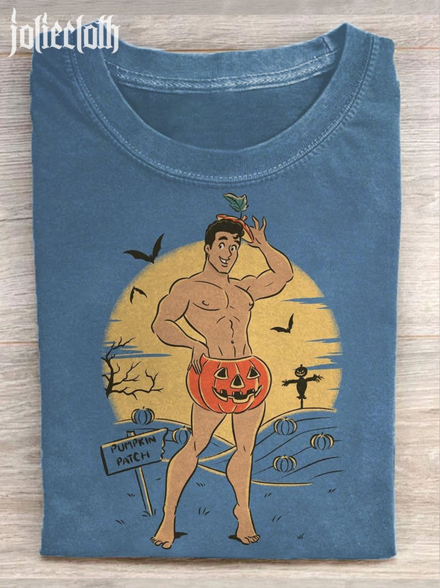 Unisex Halloween Funny Art Illustration Printed Casual Cotton Round Neck T-Shirt