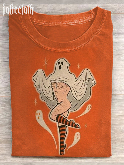 Unisex Halloween Funny Art Illustration Printed Casual Cotton Round Neck T-Shirt