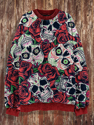 Unisex Fantasy Skull Print Halloween Splicing Casual Sweatshirt