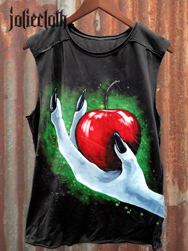 Unisex Halloween Poison Apple Illustration Printed Casual Cotton Tank Top